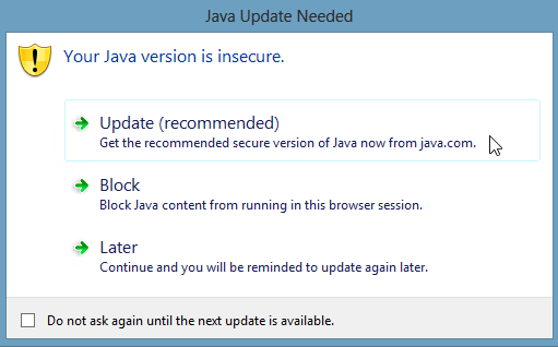 JavaUpdateNeeded
